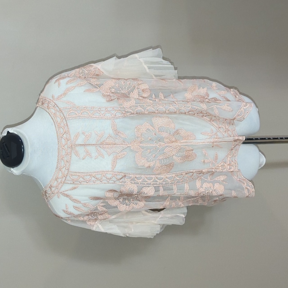 Altar'd State shimmery copper embroidered sheer blouse, size L